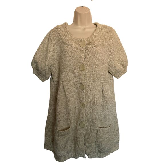 Level Eight Beige Button Front Short Sleeve Sweater Size S - Picture 4 of 11